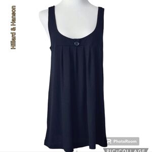 Hillard & Hanson top sleeveless black knit sweater  gathered button sz lrg